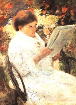 瑪麗 史帝文森 卡薩特 在花園裡讀書的女子